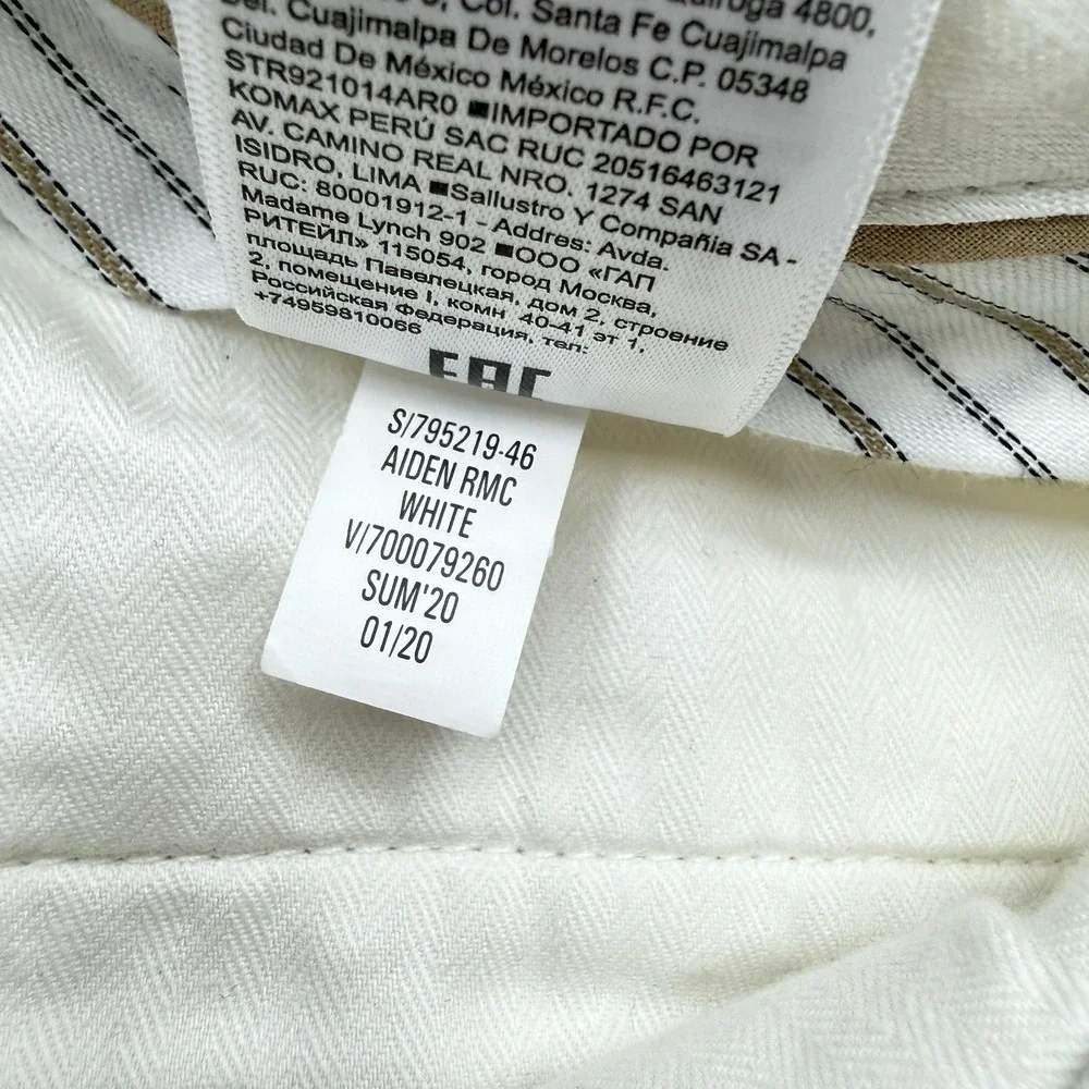 Banana Republic Aiden Slim Fit Chino Pant White Stretch Men Tag 35x32 Real 36x31